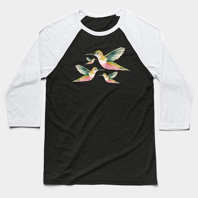 Birds watercolor  mirroring Baseball T-Shirt by Pictonom